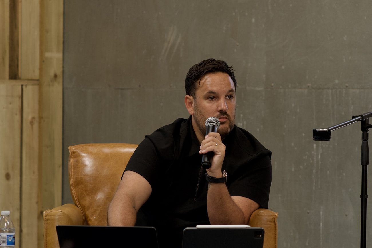 Liam Ray making a point during a session